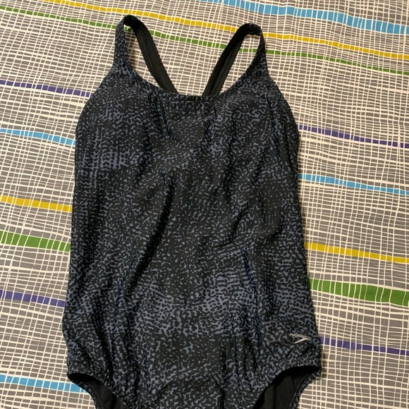 Speedo Swimsuit One Piece Womens 8-10 black gray - Picture 2 of 9